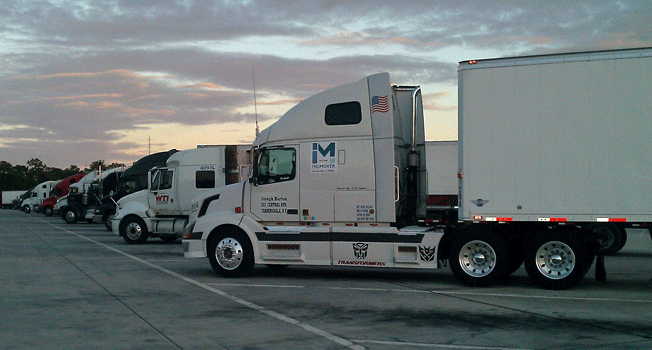 Trucks with sunset